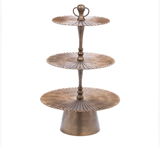 Alzata Decorativa a 3 Piani – Eleganza Dorata per le Tue Occasioni Speciali