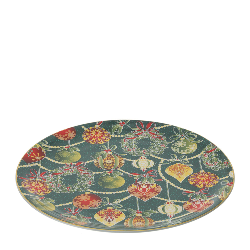 Piatto Panettone in Porcellana Verde Hervit - Ø33 cm