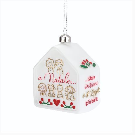 DECORO NATALIZIO IN VETRO  CASETTA IL REGALO PIU' BELLO WALD