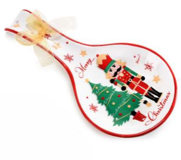 Poggiamestolo in Ceramica Natalizio con Fiocco “Schiaccianoci”