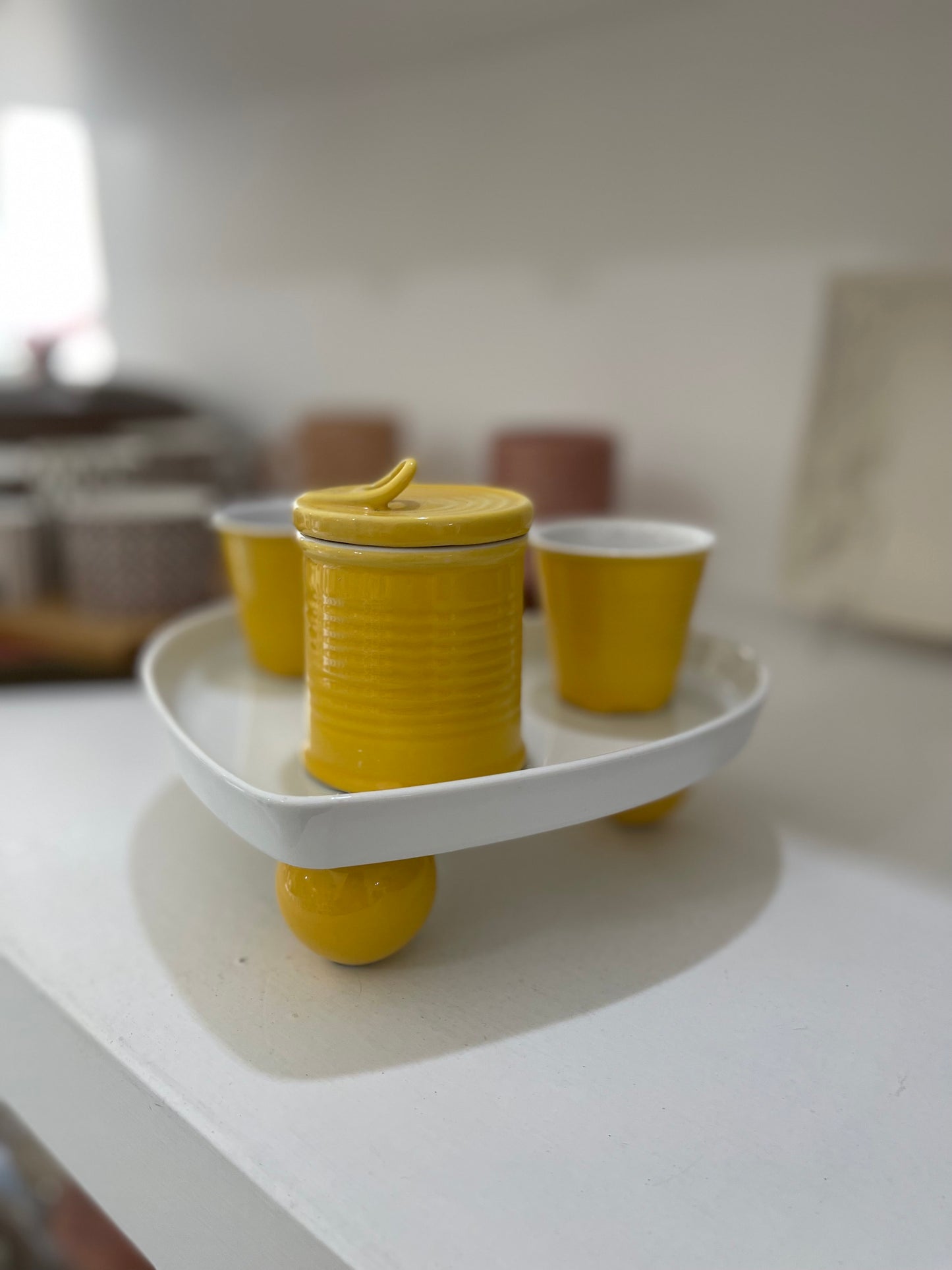Set colazione in ceramica con vassoio a cuore | Brandani