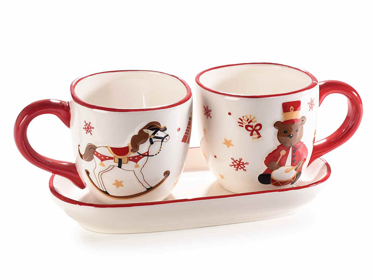 Set Tazzine da Caffè Natalizie in Ceramica con Piatto “Vintage Toys”