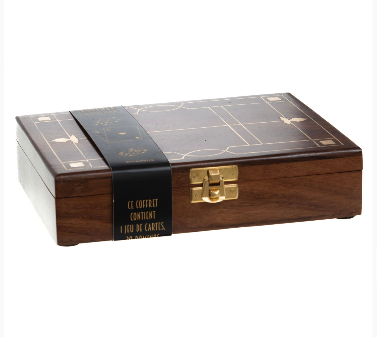 Set da Gioco in Legno con Carte, Dadi e Domino