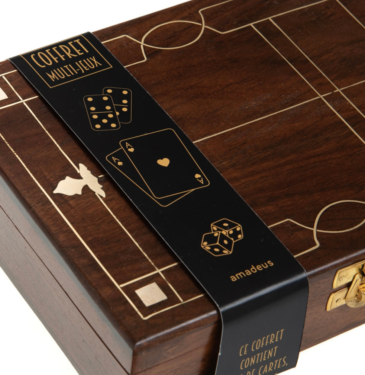 Set da Gioco in Legno con Carte, Dadi e Domino