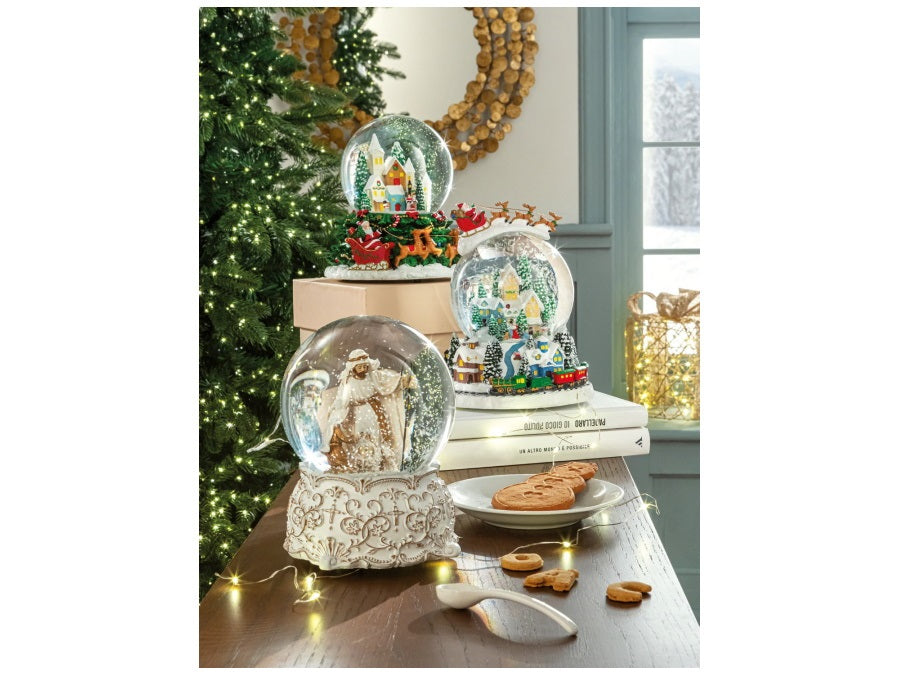 Boule de Neige con Villaggio e Babbo Natale – Storie Natalizie di L’Oca Nera