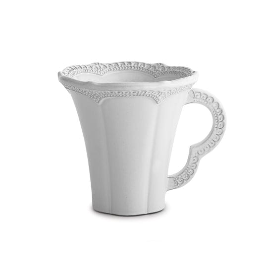 Tazza in ceramica bianca stile shabby chic con bordo decorato – Eleganza e raffinatezza per la tua tavola