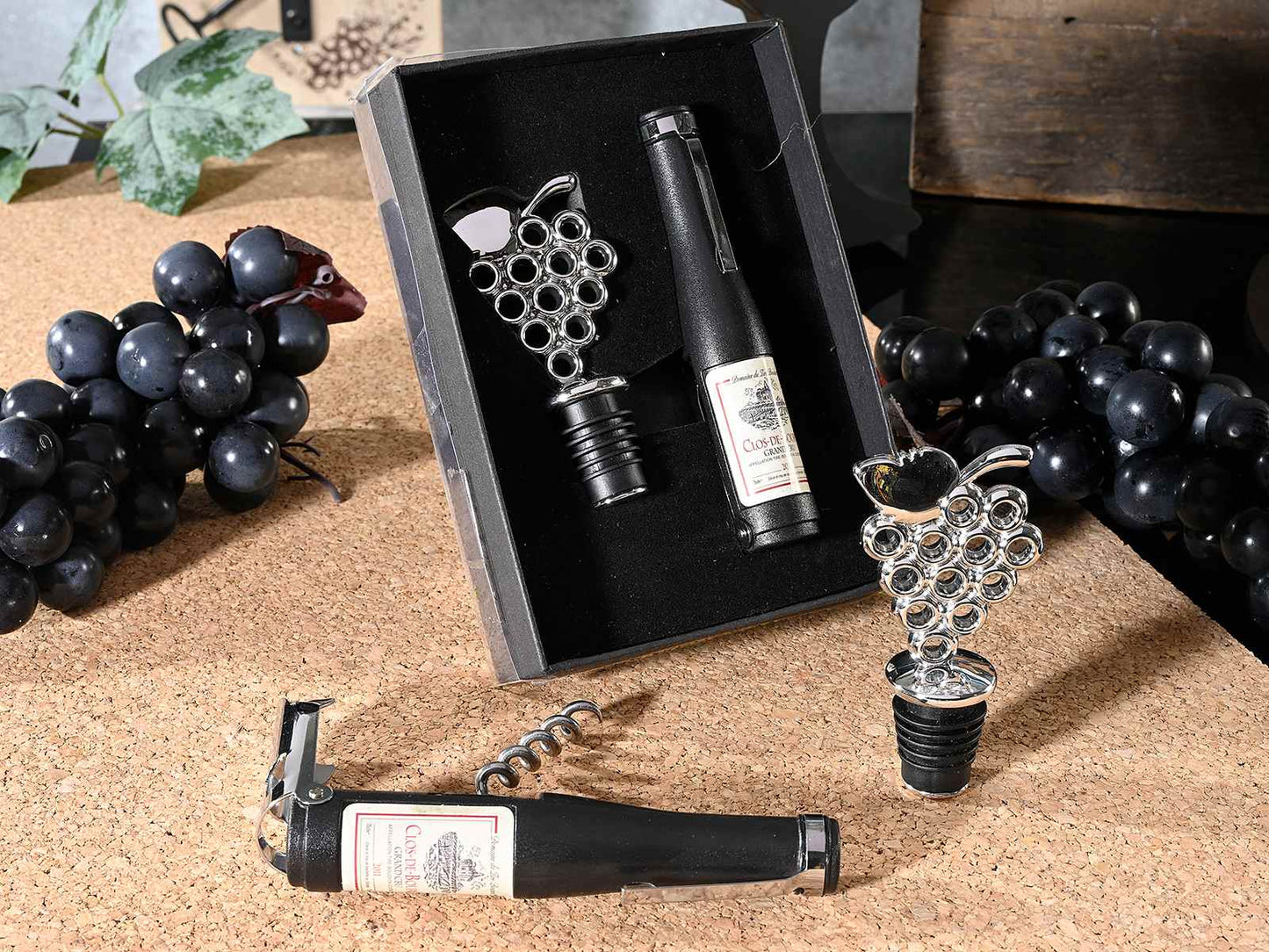 Set Apribottiglia e Tappo a Grappolo – Idea Regalo Vino
