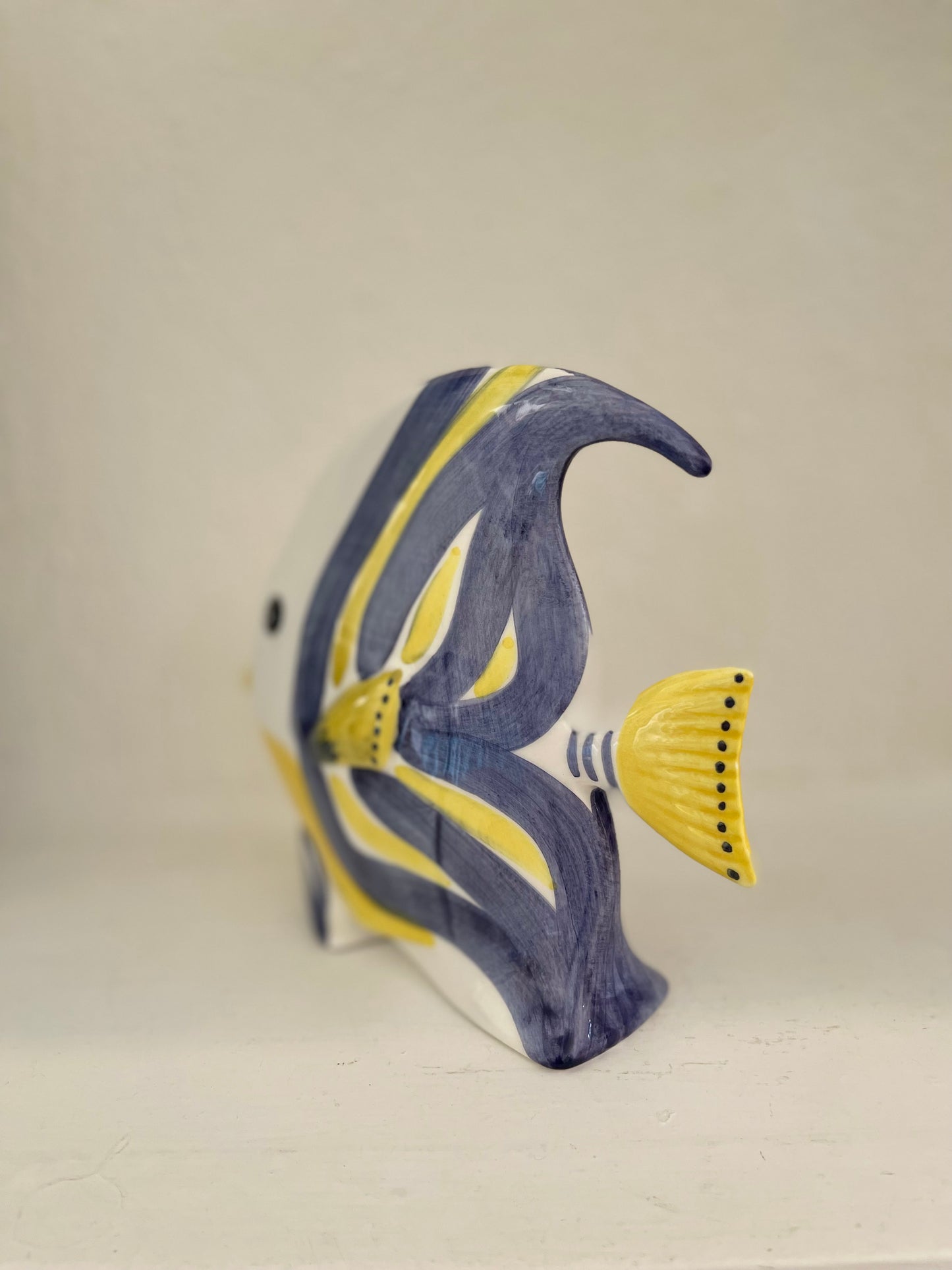 Pesce Decorativo in Ceramica Giallo e Blu