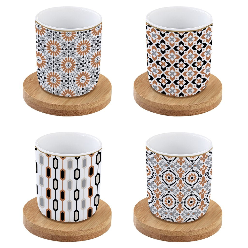 EASY LIFE Set 4 bicchierini caffè con piattini in bamboo