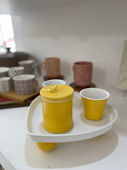 Set colazione in ceramica con vassoio a cuore | Brandani