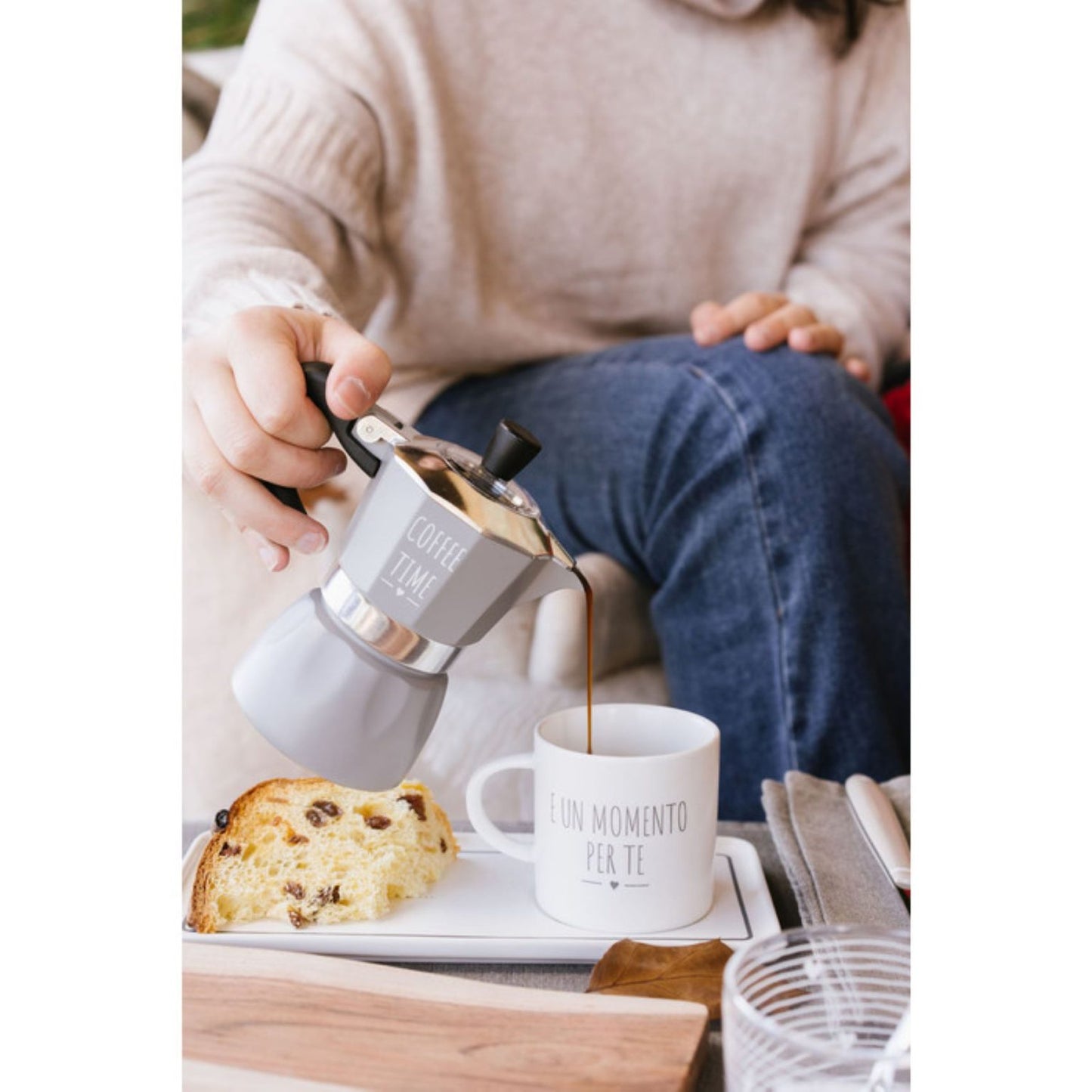 Tazza con piattino porta biscotti in ceramica – Nuvole di Stoffa