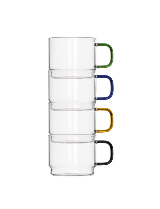 Tazza Bridge – Set da 4 pezzi impilabili con manico colorato | Brandani
