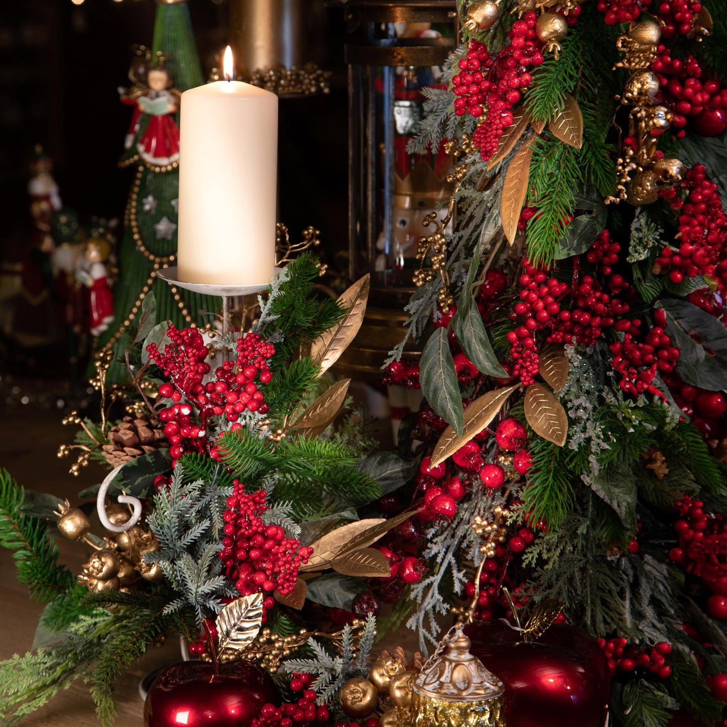 Centrotavola Natalizio con Portacandela H 33 cm - Bianchi Dino