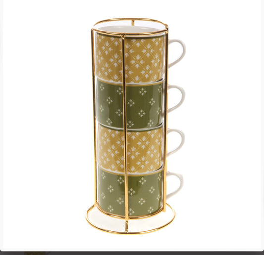 Set 4 tazzine con supporto in metallo Olivia di AMADEUS