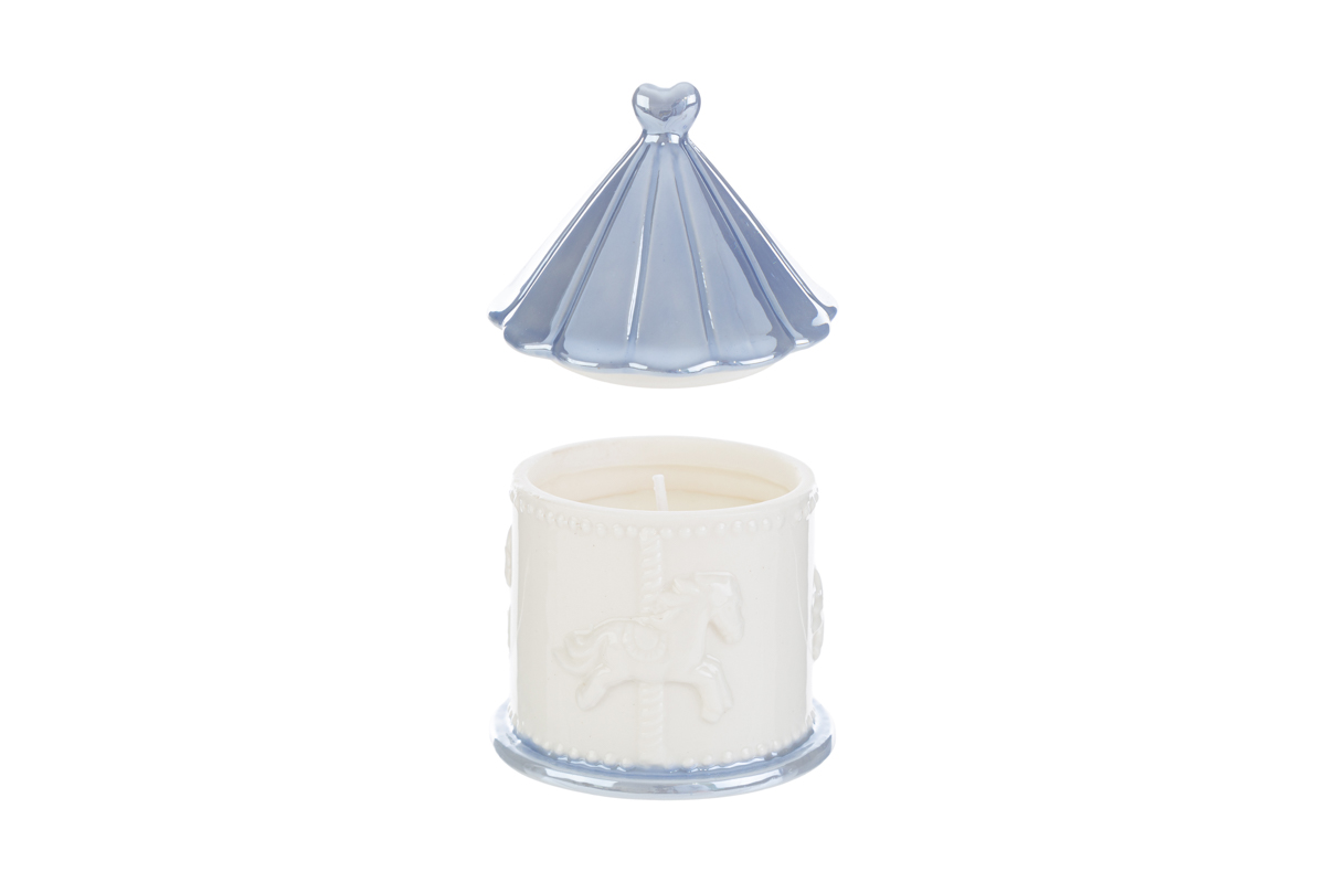 Candela giostrina in porcellana con cera di soia con astuccio - Le Stelle