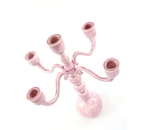 Candelabro Rosa 5 Fiamme in Ferro Smaltato – Design Elegante