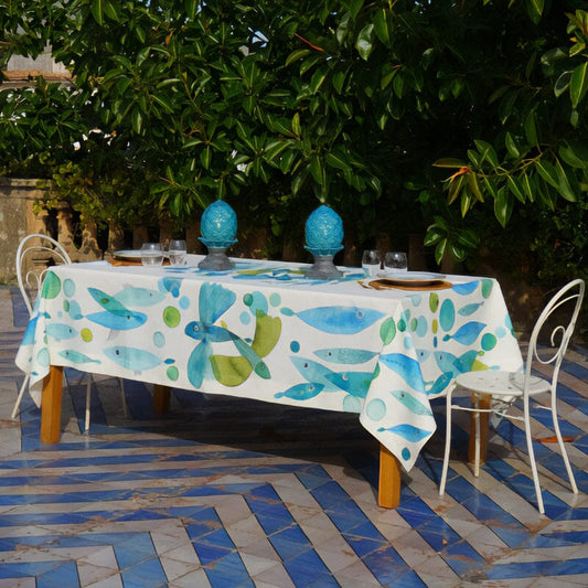 Tovaglia in lino “Pescivolanti” – 180x270 cm | The Napking