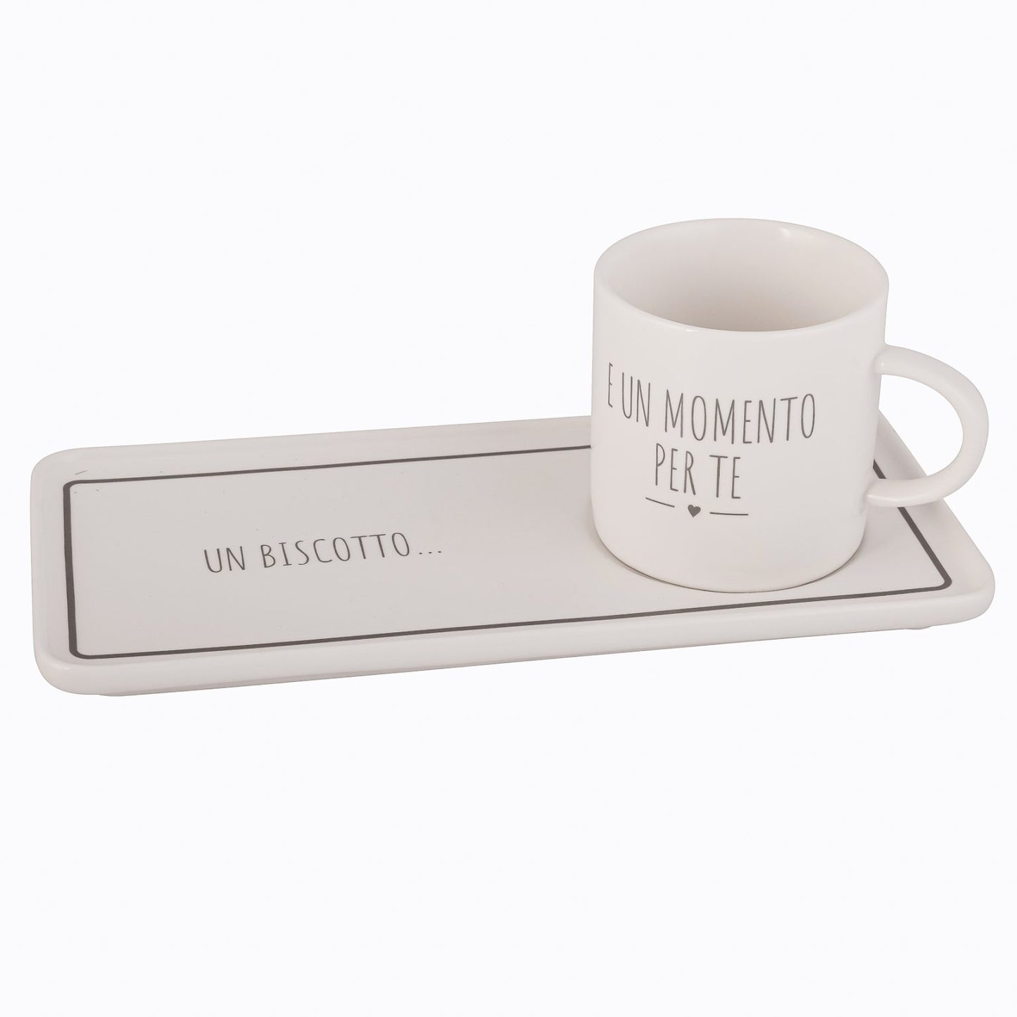Tazza con piattino porta biscotti in ceramica – Nuvole di Stoffa