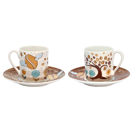 SET 2 TAZZE ESPRESSO CON  DECORO CAFFE' WALD