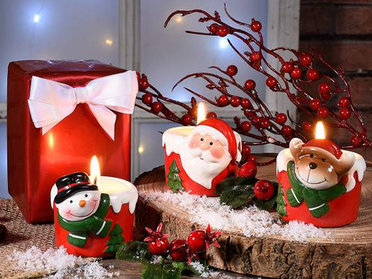 Candele di Natale in Vasetto di Ceramica