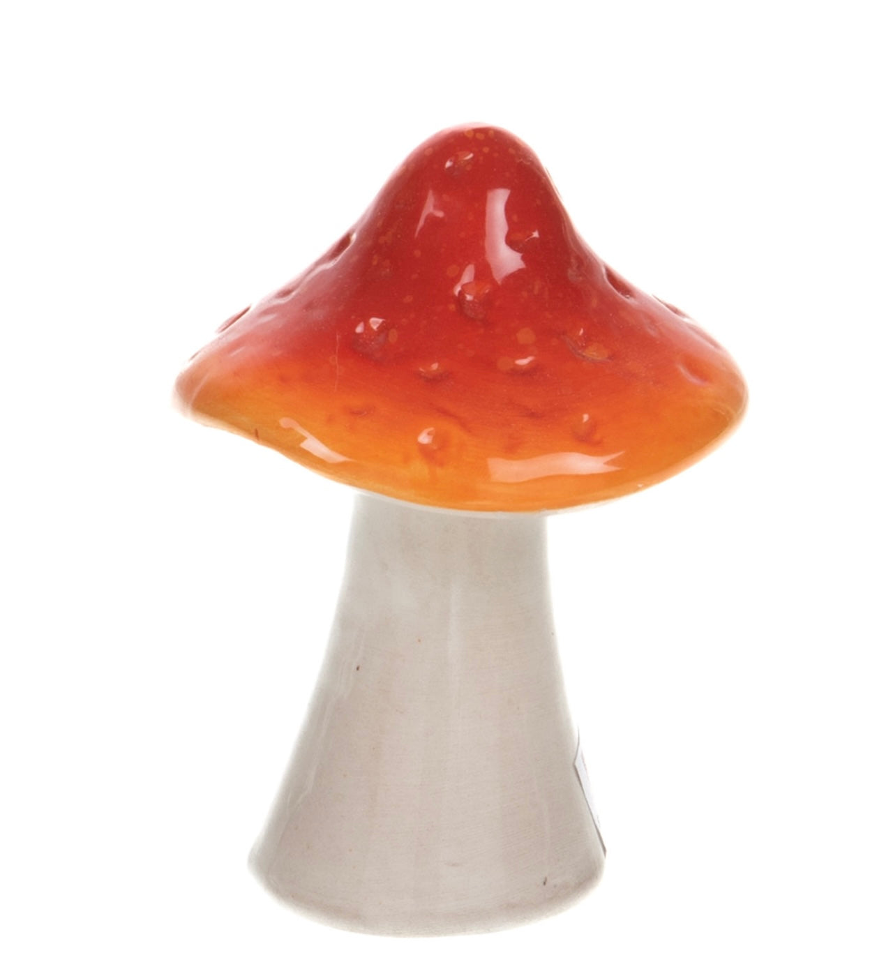 Fungo decorativo in ceramica arancione – H14 cm
