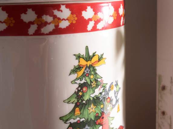 Barattolo in ceramica con Babbo Natale e Albero di Natale