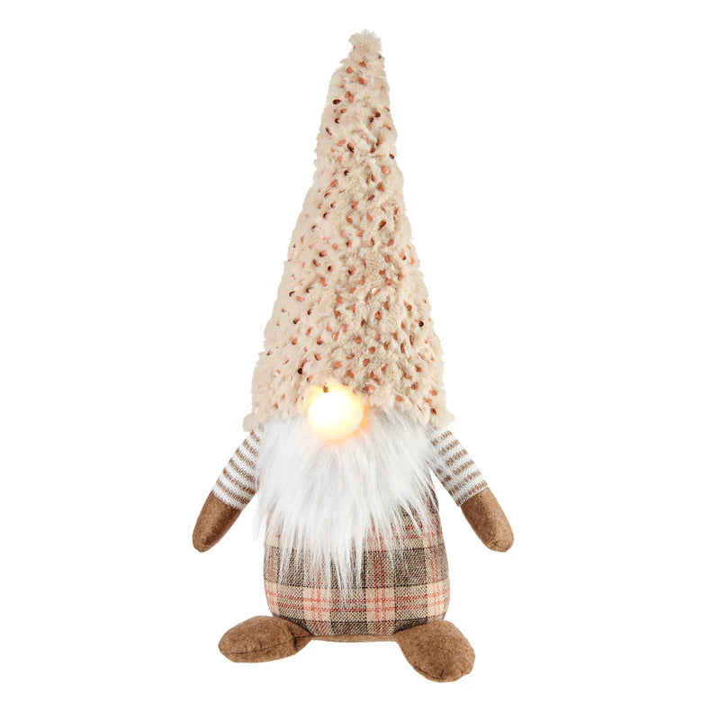 FERMAPORTA GNOMO BEIGE CON LED COLLEZIONE GNOMI IN FESTA L'OCA NERA