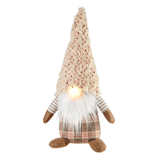 FERMAPORTA GNOMO BEIGE CON LED COLLEZIONE GNOMI IN FESTA L'OCA NERA