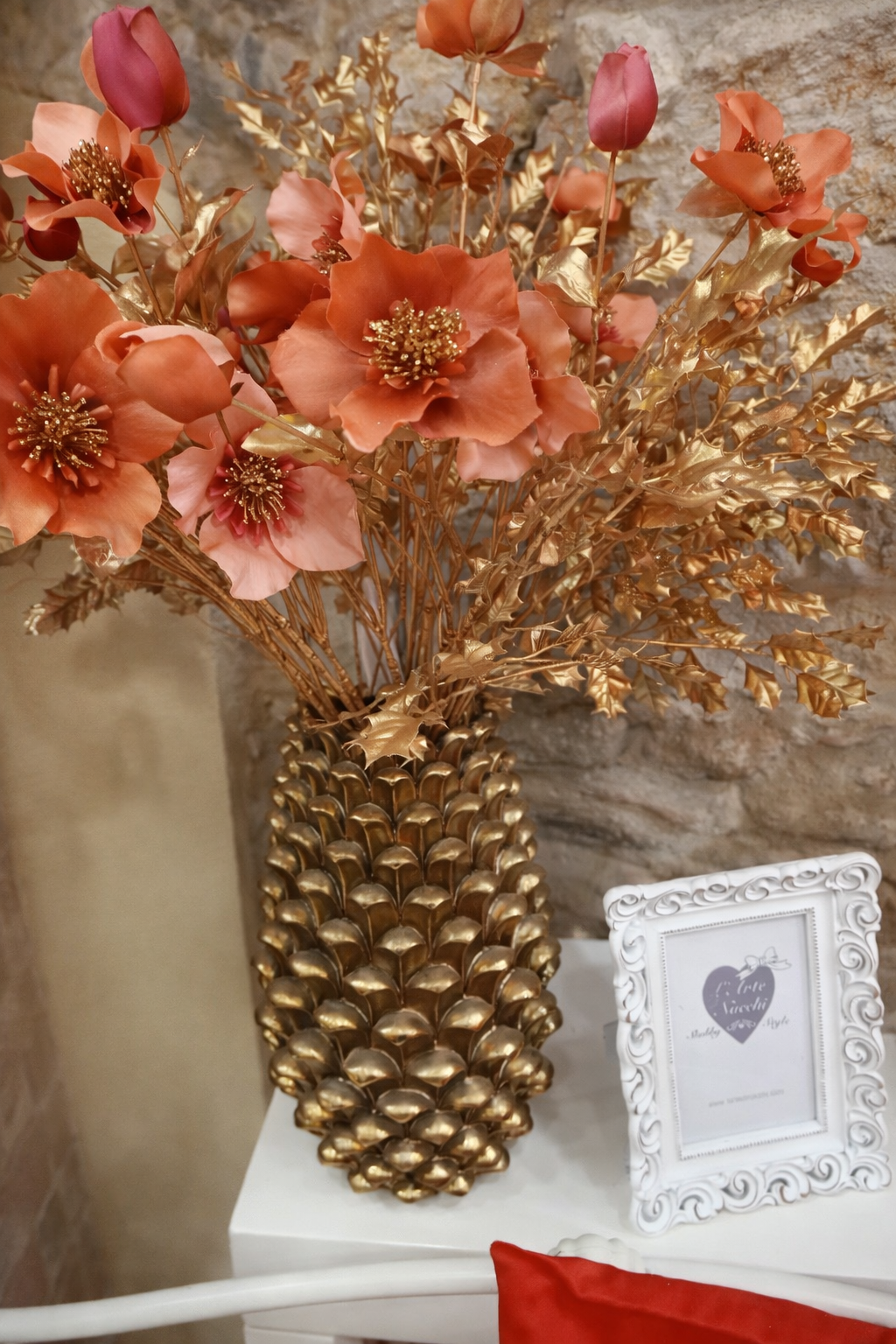 Vaso decorativo oro Fiori di Lena – H 35 cm