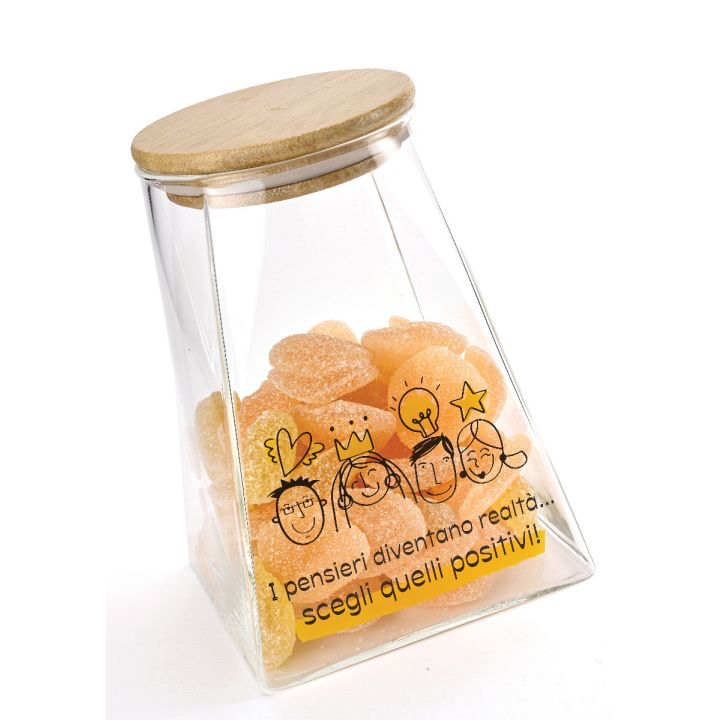 Barattolo in Vetro con Tappo in Legno WALD Positivitime “Pensieri Positivi”
