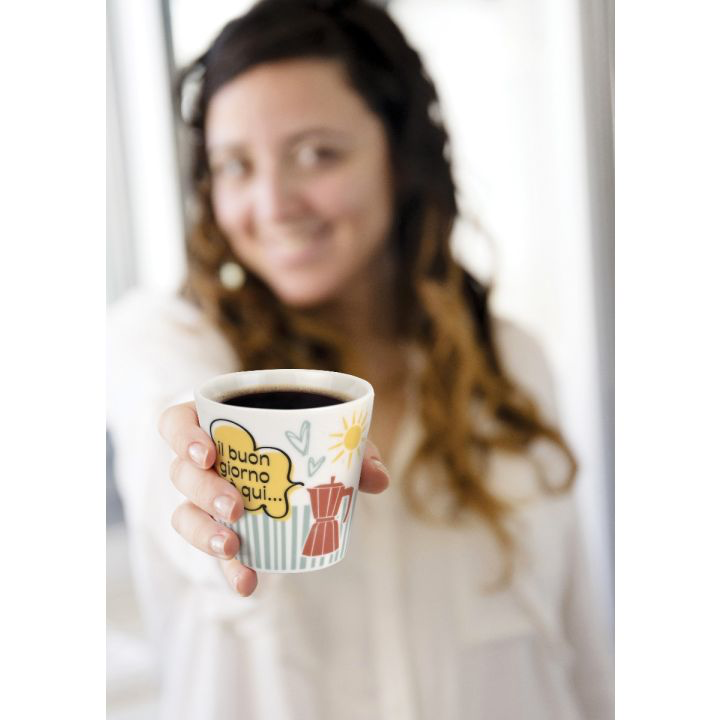 Set Bicchierini da Caffè in Porcellana WALD Positivitime “Il Buongiorno è Qui”