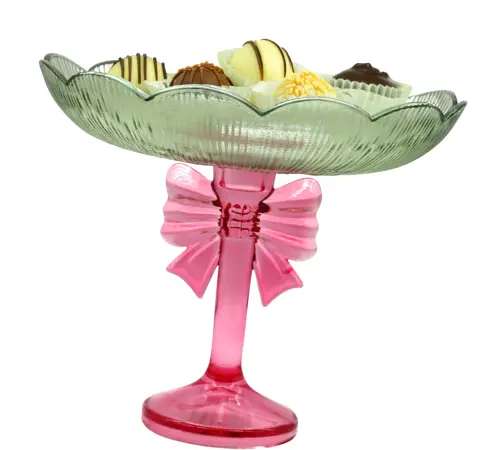 Hoff-Interieur Alzatina in vetro Glow Bow verde e rosa H22 cm