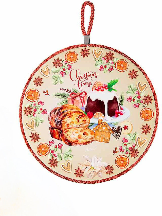 Sottopentola Natalizio in Ceramica Lucida con Base in Sughero