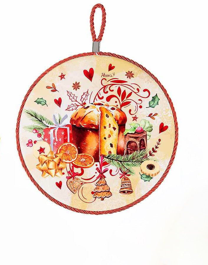 Sottopentola Natalizio in Ceramica Lucida con Base in Sughero