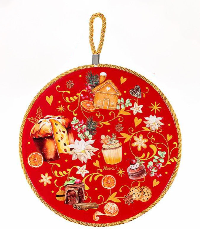 Sottopentola Natalizio in Ceramica Lucida con Base in Sughero