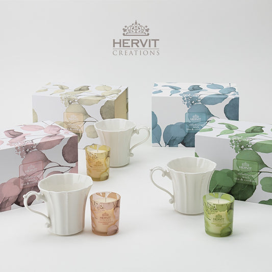 HERVIT Set candela & mug Botanic