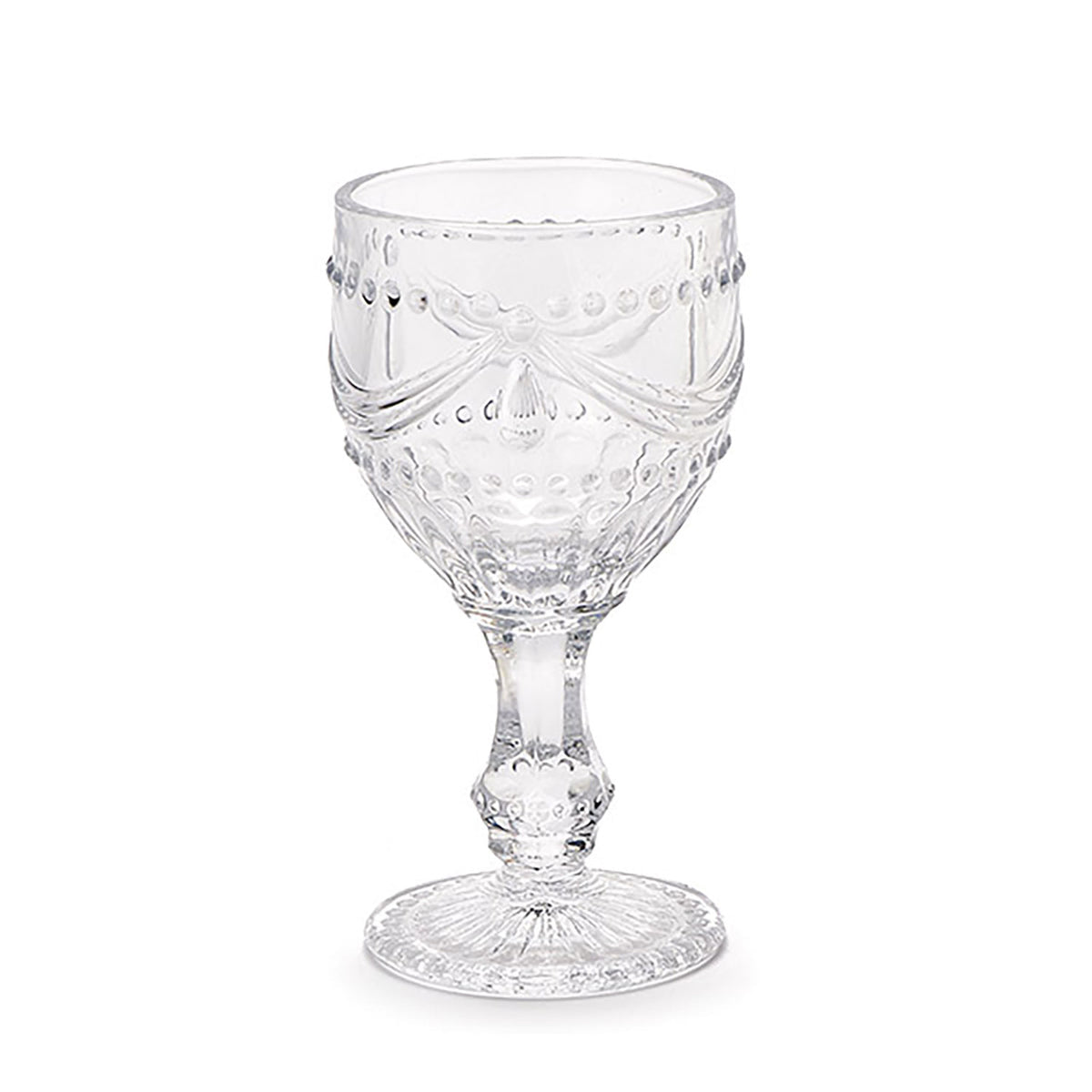 Set 6 Calici da Vino in Vetro Trasparente Lavorato | Stile Shabby Chic Elegant