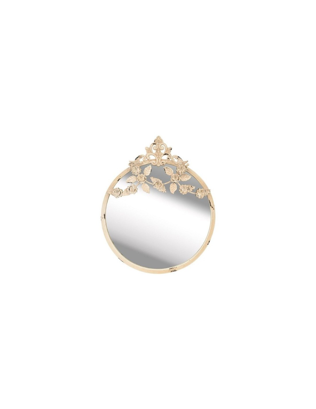 Specchio da parete rotondo con decorazione floreale in metallo | Nuvole di Stoffa