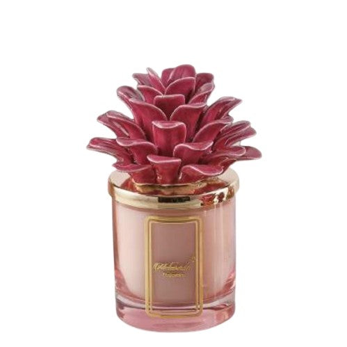 Candela decorativa “Dalia” in vetro e ceramica | Melaverde