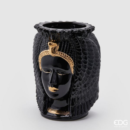 Vaso Cleopatra EDG Nero in Ceramica con Dettagli Oro – Enzo De Gasperi