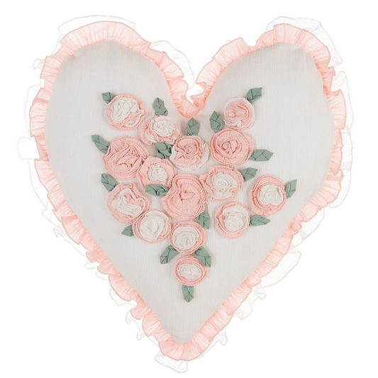 Cuscino cuore Blanc Mariclò con rose – Shabby chic
