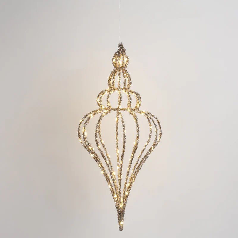 DECORO NATALIZIO LAMPADA A LED DA APPENDERE EFFETTO GLITTER FIORI DI LENA