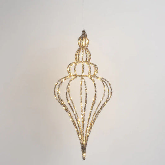 DECORO NATALIZIO LAMPADA A LED DA APPENDERE EFFETTO GLITTER FIORI DI LENA