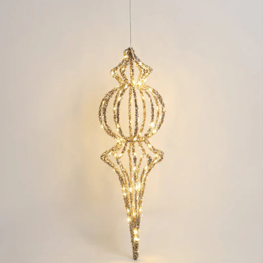 DECORO NATALIZIO LAMPADA A LED DA APPENDERE EFFETTO GLITTER FIORI DI LENA