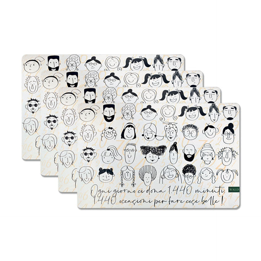 SET 4 TOVAGLIETTE AMERICANE DECORO MINIMAL  WALD