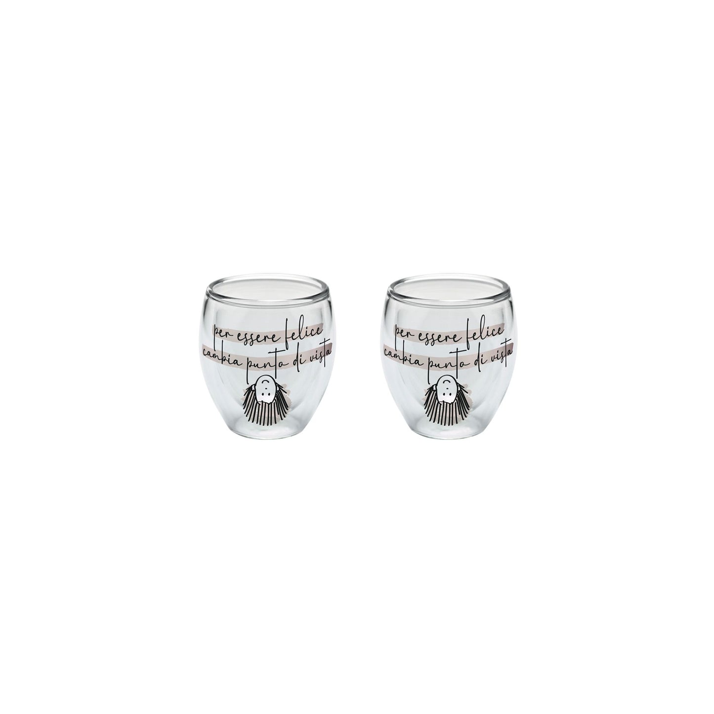 SET BICCHIERI CAFFE' IN BOROSILICATO CON DECORO MINIMAL