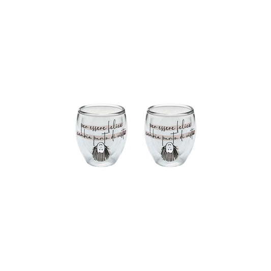 SET BICCHIERI CAFFE' IN BOROSILICATO CON DECORO MINIMAL