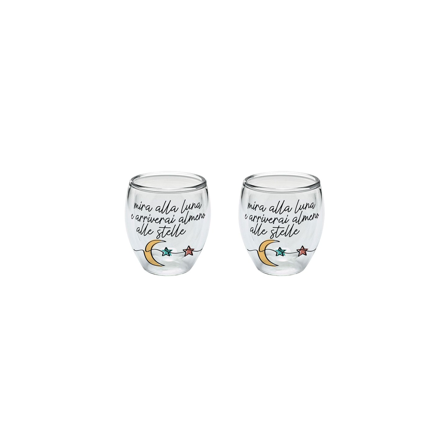 SET BICCHIERI CAFFE' IN BOROSILICATO CON DECORO RISI E SORRISI WALD