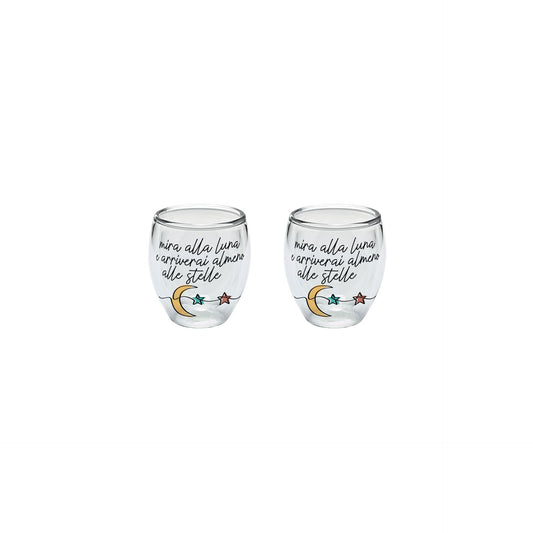 SET BICCHIERI CAFFE' IN BOROSILICATO CON DECORO RISI E SORRISI WALD