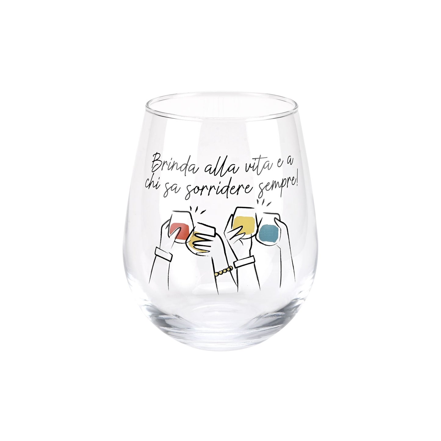 SET 2 BICCHIERI IN VETRO CON DECORO BRINDA ALLA VITA WALD